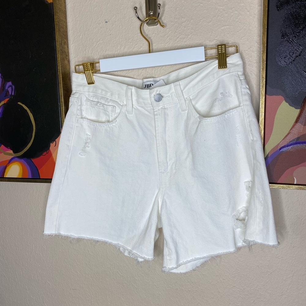BDG White Distressed Denim Shorts